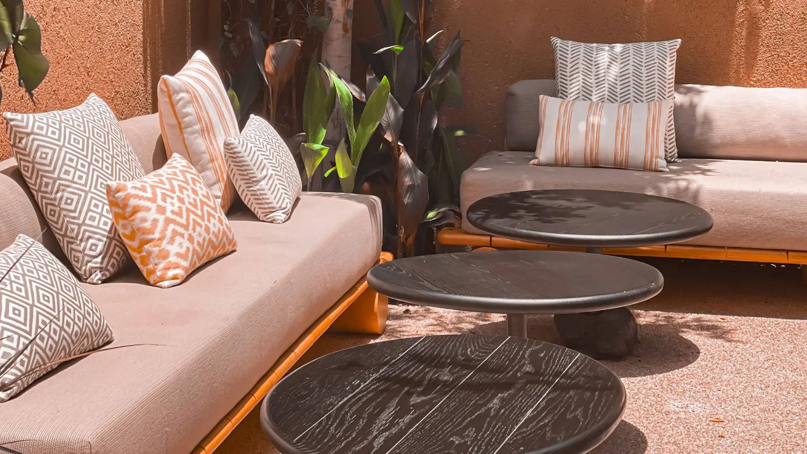 Custom outdoor sofas built in Dubai. UV-resistant fabric