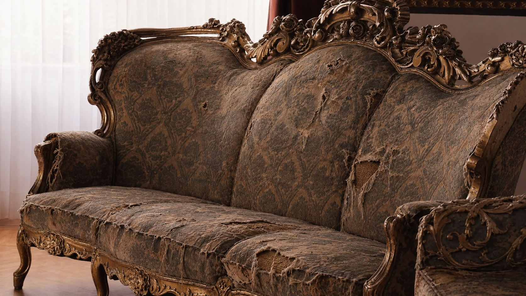 old Rococo-style sofa repair Bur Dubai